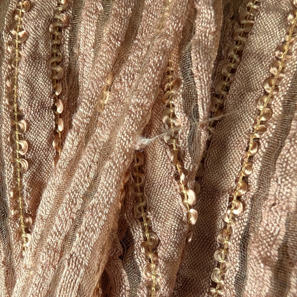 Camel Tan Boho Textured Fringe Shawl Sheer Lightweight Neutral Scarf Eco Fairy image 7